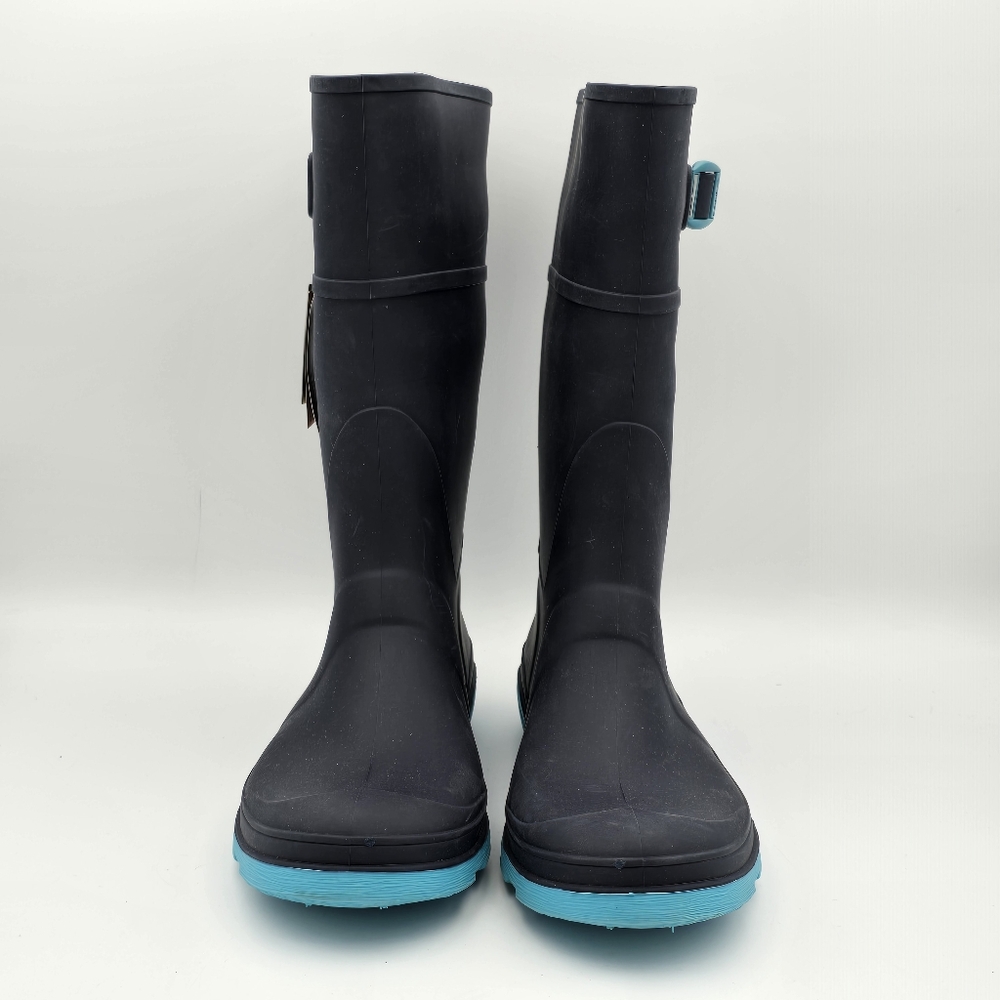 NWT Kamik Raindrops Rubber Rain Boots, Navy/Teal Big Kids Size 6 (Unisex) - Picture 5 of 11